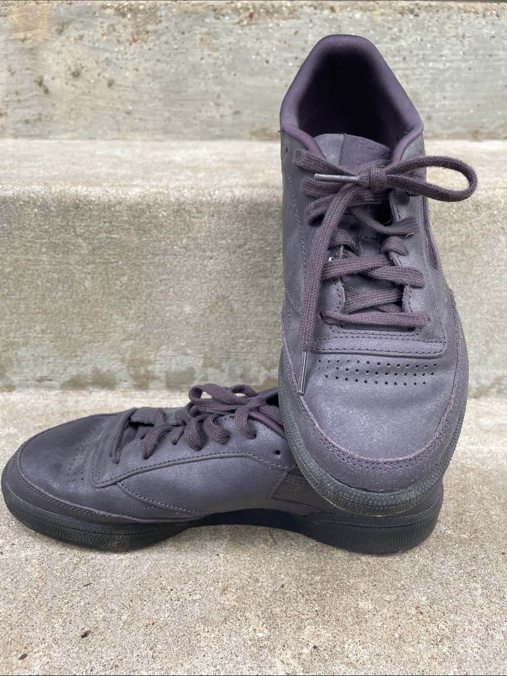Women’s Purple Leather Reebok x Face Stockholm Low Top Sneakers